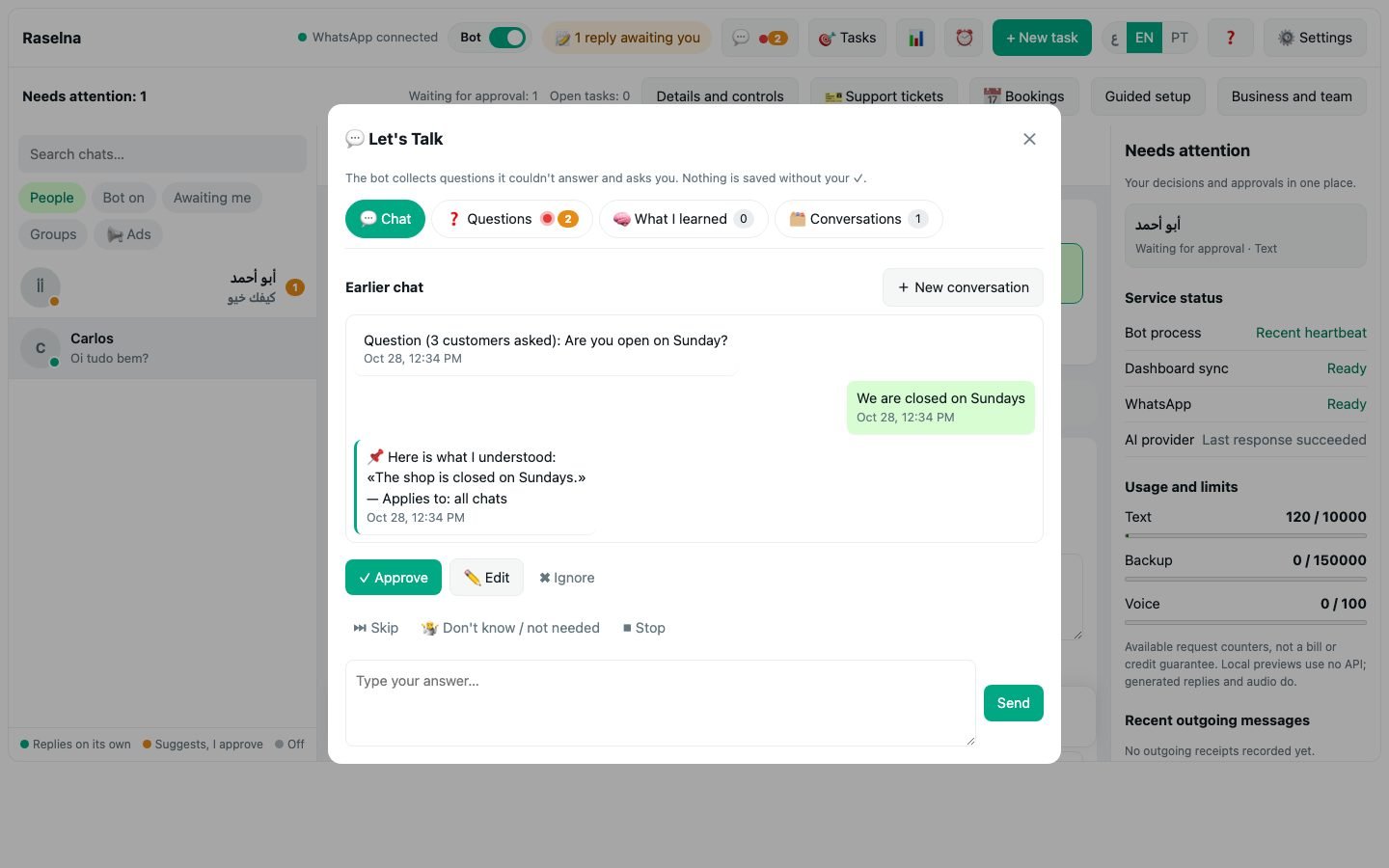 6. Let's Talk: teach your assistant