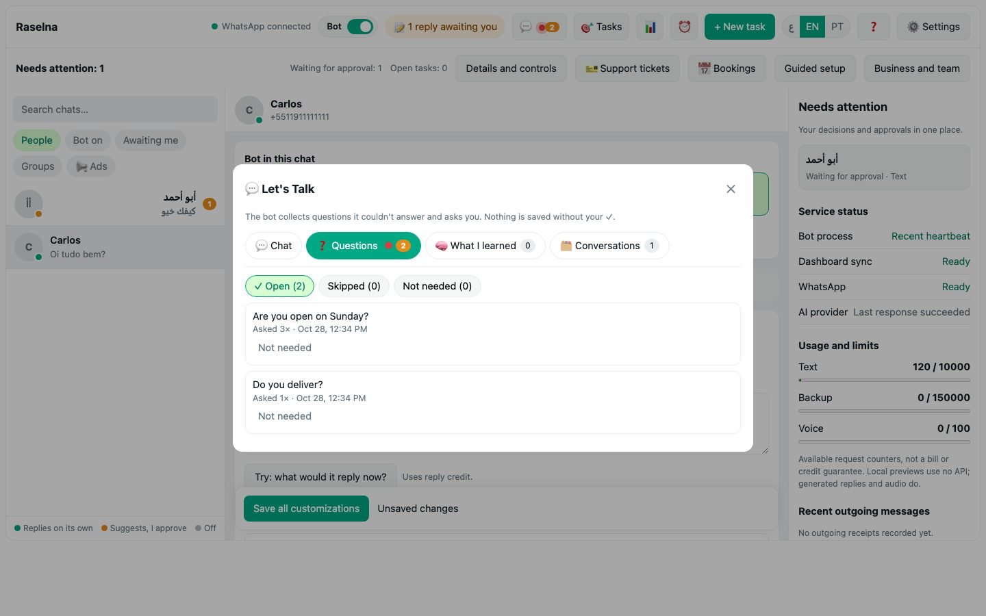 6. Let's Talk: teach your assistant